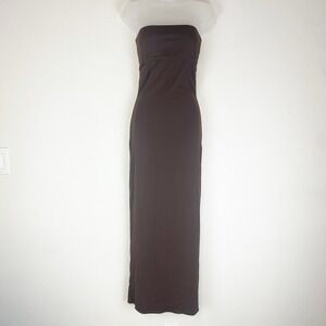 bebe Brown Strapless Maxi Dress